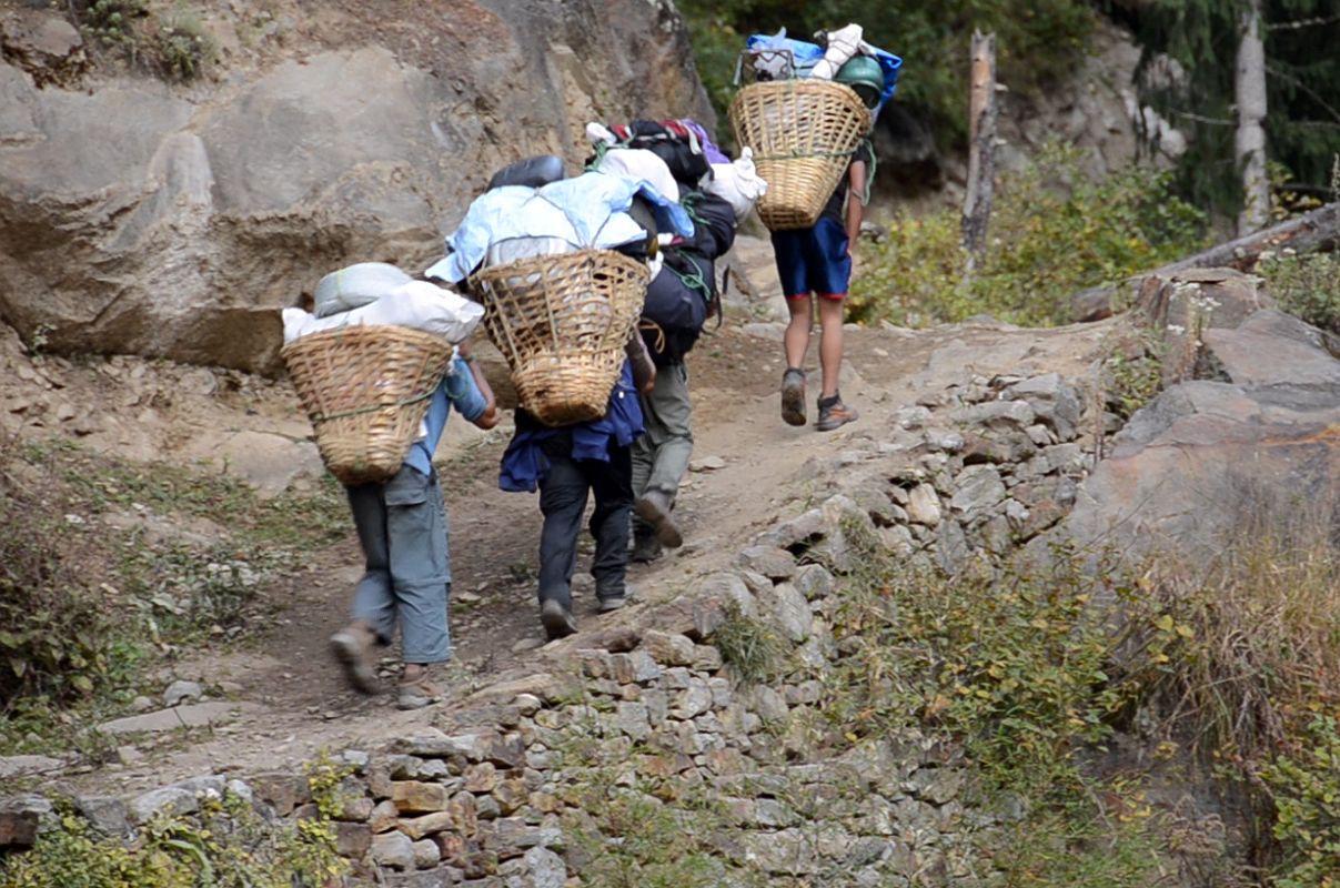04 My Crew Carrying Our Camping Equipment And Provisions Up The Nar Phu Khola Gorge 